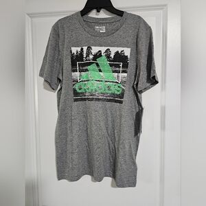 Boys Adidas Gray and Green Short Sleeve Tees